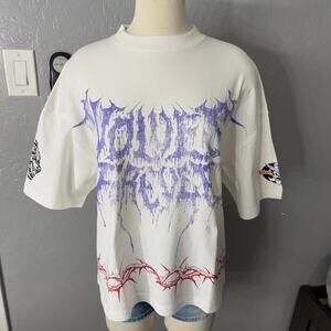 Darc Sport Drip Hesh Grundge Box Cut Tee in Cream, M